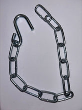 Load image into Gallery viewer, A metal chain with several links rests on a white surface. Two links are open, suggesting the chain is broken. The image conveys a sense of incompleteness.