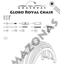Load image into Gallery viewer, Amazonas Globo Royal Chair assembly diagram with tools and parts on a white background
