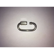 Load image into Gallery viewer, Metallic D-ring with a square fitting on a light grey background
